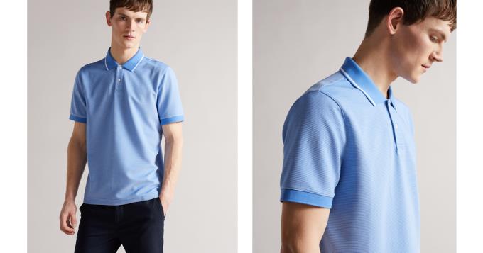 Polo Ted Baker Short Sleeve Striped Bleu Homme | KOD-81267645